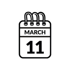 March 11 Calendar icon vector illustration.