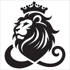 Lion Logo Design Vector Template. Lion Head Logo Icon Vector illustration. Black and white Lion head vector illustration, lion luxury logo icon template, elegant lion logo design illustration 