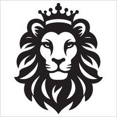 Lion Logo Design Vector Template. Lion Head Logo Icon Vector illustration. Black and white Lion head vector illustration, lion luxury logo icon template, elegant lion logo design illustration 