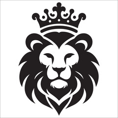 Lion Logo Design Vector Template. Lion Head Logo Icon Vector illustration. Black and white Lion head vector illustration, lion luxury logo icon template, elegant lion logo design illustration 