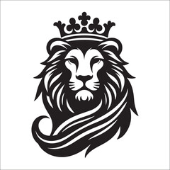 Lion Logo Design Vector Template. Lion Head Logo Icon Vector illustration. Black and white Lion head vector illustration, lion luxury logo icon template, elegant lion logo design illustration 