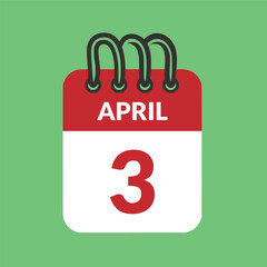 April 3 Calendar icon vector illustration.