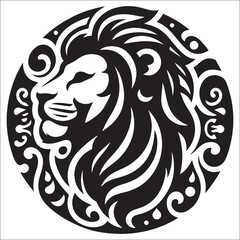 Lion Logo Design Vector Template. Lion Head Logo Icon Vector illustration. Black and white Lion head vector illustration, lion luxury logo icon template, elegant lion logo design illustration 