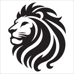 Lion Logo Design Vector Template. Lion Head Logo Icon Vector illustration. Black and white Lion head vector illustration, lion luxury logo icon template, elegant lion logo design illustration 