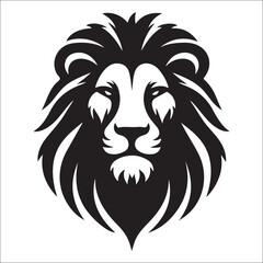 Fototapeta premium Lion Logo Design Vector Template. Lion Head Logo Icon Vector illustration. Black and white Lion head vector illustration, lion luxury logo icon template, elegant lion logo design illustration 