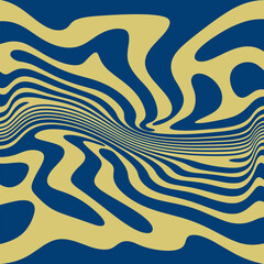 wavy lines abstract background. Trendy psychedelic retro style backdrop. Waves, swirl and twirl pattern. Twisted distorted vector texture.