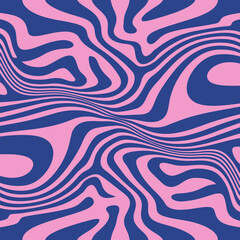 wavy lines abstract background. Trendy psychedelic retro style backdrop. Waves, swirl and twirl pattern. Twisted distorted vector texture.