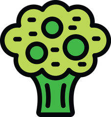 This simple icon depicts a head of broccoli, a nutritious vegetable