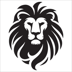 Lion Logo Design Vector Template. Lion Head Logo Icon Vector illustration. Black and white Lion head vector illustration, lion luxury logo icon template, elegant lion logo design illustration 