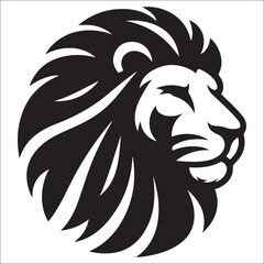 Lion Logo Design Vector Template. Lion Head Logo Icon Vector illustration. Black and white Lion head vector illustration, lion luxury logo icon template, elegant lion logo design illustration 