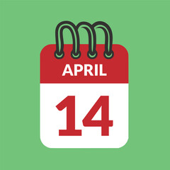 April 14 Calendar icon vector illustration.