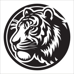 tiger logo vector, Roaring tiger logo design vector illustration, Simple Design of Silhouette of Tiger Walking Vector, Vector tiger head, face for retro logos, emblems, badges