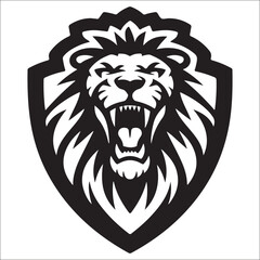 Lion Logo Design Vector Template. Lion Head Logo Icon Vector illustration. Black and white Lion head vector illustration, lion luxury logo icon template, elegant lion logo design illustration 