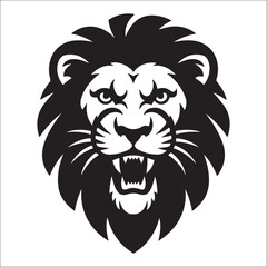 Lion Logo Design Vector Template. Lion Head Logo Icon Vector illustration. Black and white Lion head vector illustration, lion luxury logo icon template, elegant lion logo design illustration 