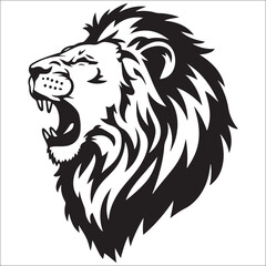 Lion Logo Design Vector Template. Lion Head Logo Icon Vector illustration. Black and white Lion head vector illustration, lion luxury logo icon template, elegant lion logo design illustration 