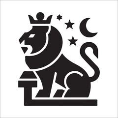 Lion Logo Design Vector Template. Lion Head Logo Icon Vector illustration. Black and white Lion head vector illustration, lion luxury logo icon template, elegant lion logo design illustration 