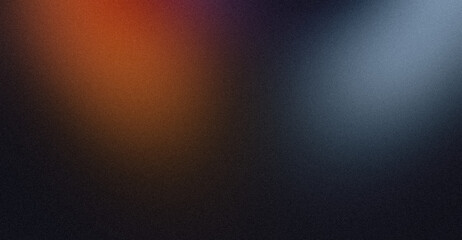 Abstract dark orange red blue colour grainy gradient backdrop design. Soft noisy color flow shaped gradient texture. Vibrant colors flow, website header design, poster, banner