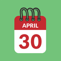 April 30 Calendar icon vector illustration.