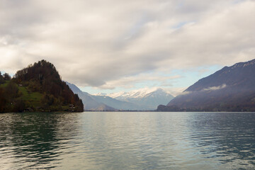 lake and mountains in Switzerland.