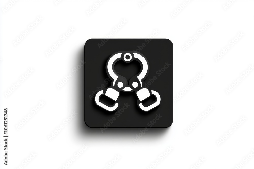 Poster Simple icon of a pair of handcuffs with open loops, capturing the accessible, organized style of minimalist design, symbolizing clarity and containment