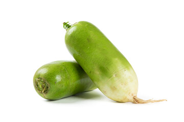 fresh green radish isolated on white background