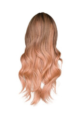 Fototapeta premium Long wavy blond ombre hair wig from behind isolated cutout on transparent