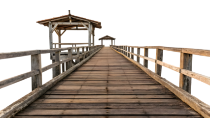 Empty wooden pier stretches into the darkness, inviting exploration.
