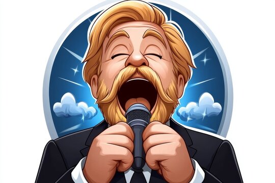 a 2D cartoon illustration of a person playing a harmonica soulful and expressive white background