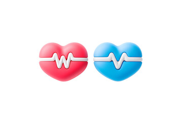 Heart Icons with Heartbeat Line Design