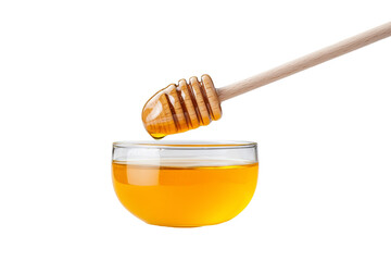 Honey Dip with Wooden Spoon in Glass Bowl