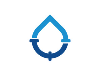 plumbing pipeline water, oil and gas drop design vector icon on transparent background
