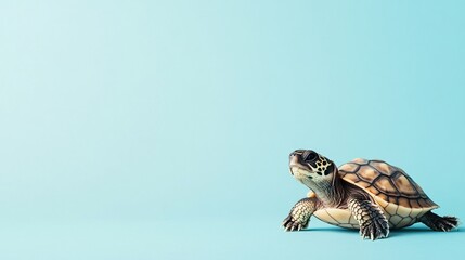 Naklejka premium Sea Turtle on a Blue Background