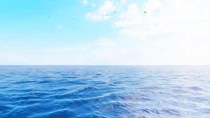 Obraz premium Perfect sky and water of ocean. Amazing sea landscape. Seascape background. Tourism, travel, holdiay, summer concept.