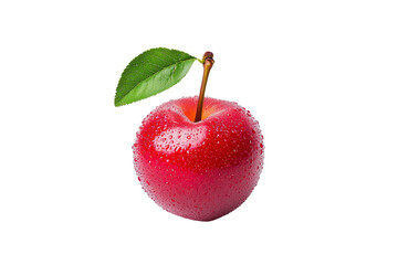 Fresh Red Apple with Water Droplets on Isolated Background