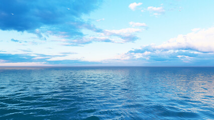 Fototapeta premium Perfect sky and water of ocean. Amazing sea landscape. Seascape background. Tourism, travel, holdiay, summer concept.