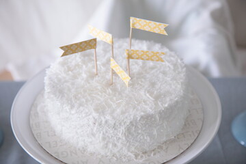 white wedding &  birthday cake with candles