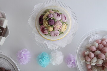 Birthday Wedding Celebration Dried Pollack Flower Cake Party Table
