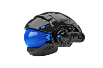 Futuristic Black Vehicle Helmet with Blue Visor