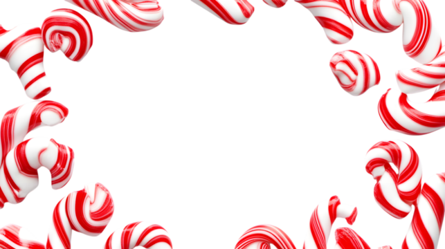 Christmas candy cane red and white striped speech bubble frame. Festive striped candy pattern isolated on white background