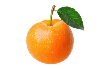 Fresh and Juicy Orange with Leaf on White Background