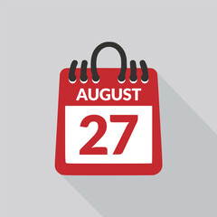 August 27 Calendar icon vector illustration.
