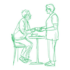 Doctor Consulting with Patient in Minimal Line Art