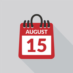 August 15 Calendar icon vector illustration.