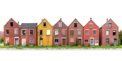 Colorful Abandoned Houses in Urban Environment