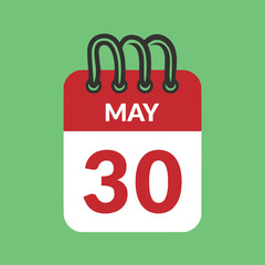 May 30 Calendar icon vector illustration.