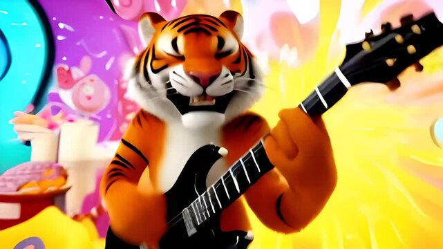 tiger with guitar