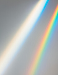 Blurred dreamy surreal rainbow light refraction texture overlay effect for photo and mockups. Organic drop diagonal holographic flare on a white wall. Water shadows for natural light effects