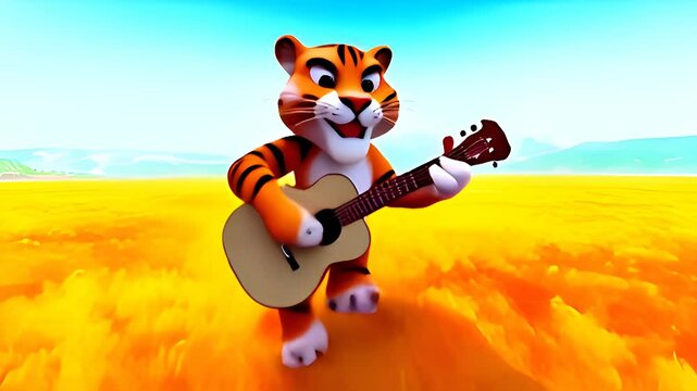 tiger with guitar