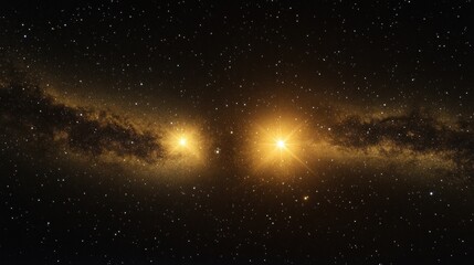 Obraz premium A pair of bright stars shine in the center of the Milky Way galaxy, surrounded by a vast expanse of stars and cosmic dust.