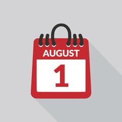 August 1 Calendar icon vector illustration.